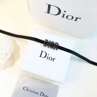 Winter DioEvolution Black Gros-grain Ribbon Black Logo Diamonds Choker Necklace Winter DioEvolution Black Gros-grain Ribbon Black Logo Diamonds Choker Necklace
