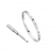 Гривна Cartier Love SM с 10 диаманта, бяло злато