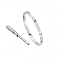 Гривна Cartier Love SM с 6 диаманта, версия от бяло злато