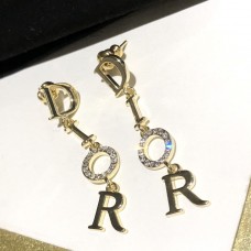 Висулка Christian Dior с лого на диаманти, жени, жълто позлатени, дълги обеци с пискюли