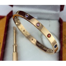 Гривна Cartier Love от розово злато с цветни диаманти