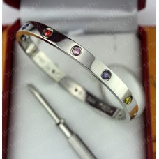 Гривна Cartier Love от бяло злато с цветни диаманти