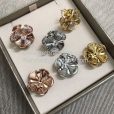 Обеци Bvlgari Divas Dream Flower с диаманти, бяло злато, жълто злато и розово злато