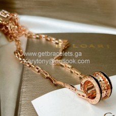 Колие Bvlgari B.Zero1 Rock от розово злато с черно керамично копие