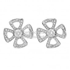 Обеци Bvlgari Fiorever с два диаманта и диаманти Pave, розово злато и бяло злато, AAA