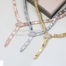 Колие Bvlgari Serpenti с диаманти с пълно покритие, розово злато, жълто злато и бяло злато