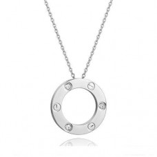 Колие Cartier Love от бяло злато с 3 диаманта