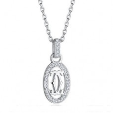 Колие с лого на Cartier с двойна буква C от бяло злато с диаманти