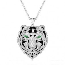 Висулка Panthere De Cartier с леопардова глава от бяло злато с изумруди и диаманти