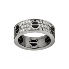 Пръстен Cartier Love от 18-каратово бяло злато с черни керамични паважни диаманти