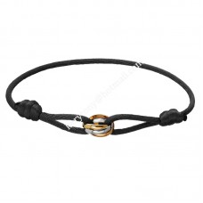 Гривна Cartier Trinity Black Rope от бяло злато/жълт бог/розово злато