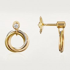 Обеци Cartier Trinity от бяло злато/жълто богинята/розово злато с диаманти