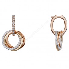 Обеци Cartier Trinity от бяло злато/жълто богинята/розово злато с диаманти