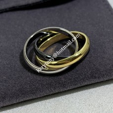 Пръстен Cartier Trinity от бяло злато/жълто злато с черна керамика за