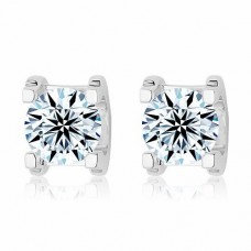 Обеци Cartier C DE от 18-каратово бяло злато с 1 диамант с брилянтно шлифоване