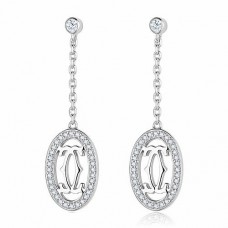 Обеци Cartier Logo Double C от 18K бяло злато с диаманти