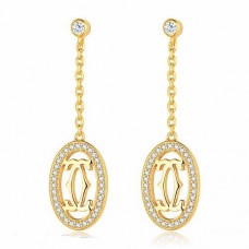Обеци Cartier Logo Double C от 18-каратово жълто злато с диаманти