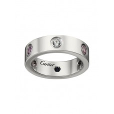 Пръстен Cartier Love от бяло злато, сапфири, гранати, аметист