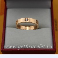 Златен пръстен Cartier Love от розово злато с 3 диаманта