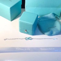 Сребърна гривна Tiffany Infinity с двойни верижки и син емайл, висулка, годежни дамски бижута