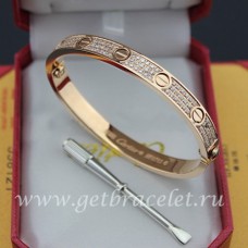Гривна Cartier Love с паважни диаманти, розово злато