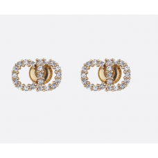 Обеци Dior Clair D Lune с форма на CD и бял кристал в златист цвят