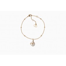 Дамска позлатена гривна Dior Perles de D??sir с бяла перла и пчела, позлатена, CD, Малайзия