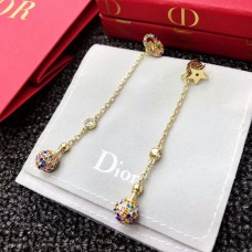 Обеци Dior La Petite Tribale Spheroidal, женски, асиметрични, месингови, многоцветни, с диаманти, тип звезда CD