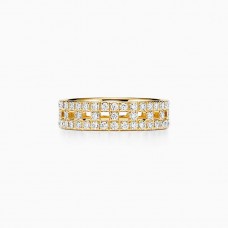 Дамски пръстен Tiffany с диаманти Tiffany T, 5.5 мм, истински широк, бяло злато/жълто злато