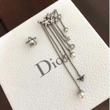 Дамски обеци Christian Dior със звезда и метал CD Bee, бели перли и пискюли