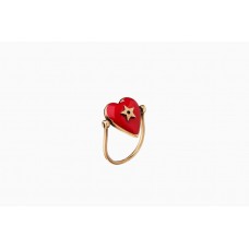 Дамски въртящ се пръстен Dior Dioramour с червено сърце и звезда, златен Дамски въртящ се пръстен Dior Dioramour с червено сърце и звезда, златен