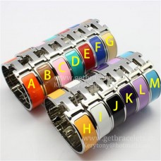 Hermes Clic Clac HH гривна от емайл, многоцветна, в бяло злато, MM 18MM, фини бижута