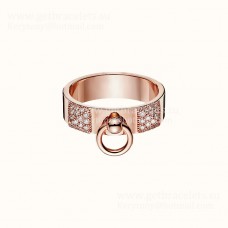 Пръстен Hermes Collier de Chien с диаманти, жълто злато/розово злато, разпродажба в САЩ, дамски бижута