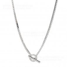 Колие Hermes Finesse Link от бяло злато с диаманти Pave