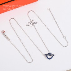 Колие Hermes Finesse със скъпоценни камъни син шпинел от бяло злато