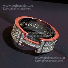 Пръстен Hermes H LOGO от бяло злато с диаманти Pave - най-новите дамски бижута