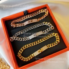 Гривна Hermes Kelly Boucle Chaine от розово злато с диаманти Pave Lady UK