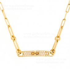 Колие Hermes Kelly Chaine Diamond Chain Link Choker с диаманти, сребро/жълто злато/розово злато