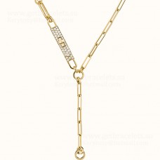 Колие Hermes Kelly Chaine Lariat с диаманти, розово злато/сребро