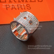 Голям пръстен Hermes Kelly с диаманти в магазин Sliver UK