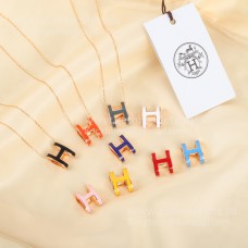 Колие Hermes POP Enamel H, жълто злато/розово злато/бяло злато