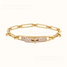 Дамска гривна Hermes Kelly Chaine с диаманти, сребърни/жълто злато/розово злато, бижута