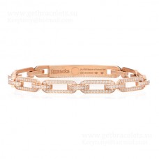 Hermes Women Kelly Chaine гривна с диаманти, сребро/розово злато/жълто злато