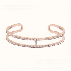 Гривна Hermes Ever Chaine Dancre с диаманти Pave, бяло злато/розово злато