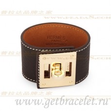 Гривна Hermes Kelly Dog кафява със злато