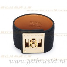 Гривна Hermes Kelly Dog черно със злато
