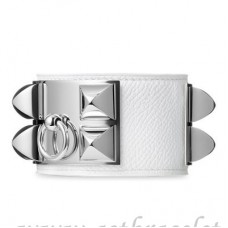Гривна Hermes Collier de Chien бяла със сребро