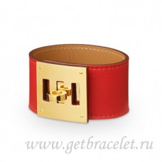Гривна Hermes Kelly Dog червена със злато