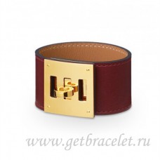 Гривна Hermes Kelly Dog с цвят кафе и злато