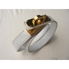 Гривна Hermes Rivale Double Wrap бяла със злато